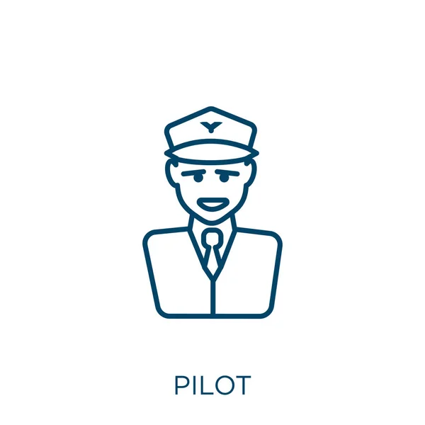 Piloot Icoon Dunne Lineaire Pilot Outline Icoon Geïsoleerd Witte Achtergrond — Stockvector