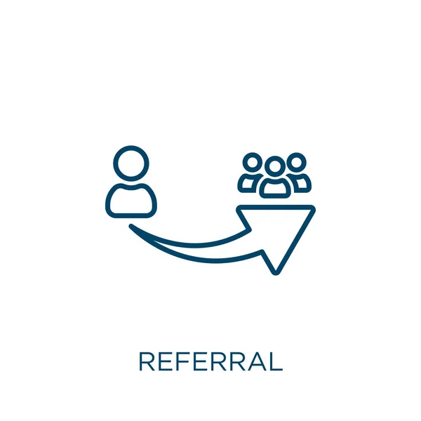 Referral Icon Thin Linear Referral Outline Icon Isolated White Background — Stock Vector