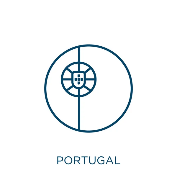 Portugal Icon Thin Linear Portugal Outline Icon Isolated White Background — Stock Vector