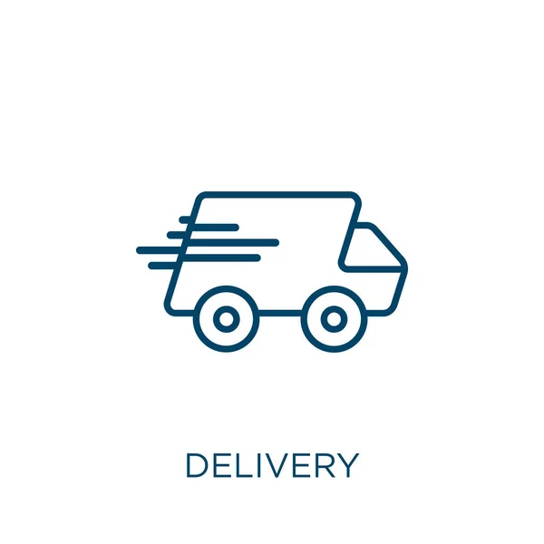 Delivery Icon Thin Linear Delivery Outline Icon Isolated White Background — Stock Vector