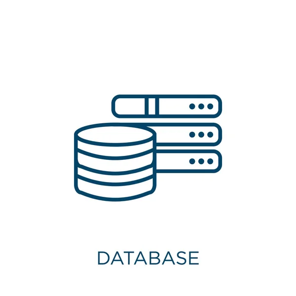 データベースのアイコン 白い背景に孤立した薄い線形データベースアウトラインアイコン ラインベクトルデータベースの記号 ウェブとモバイルのシンボル — ストックベクタ