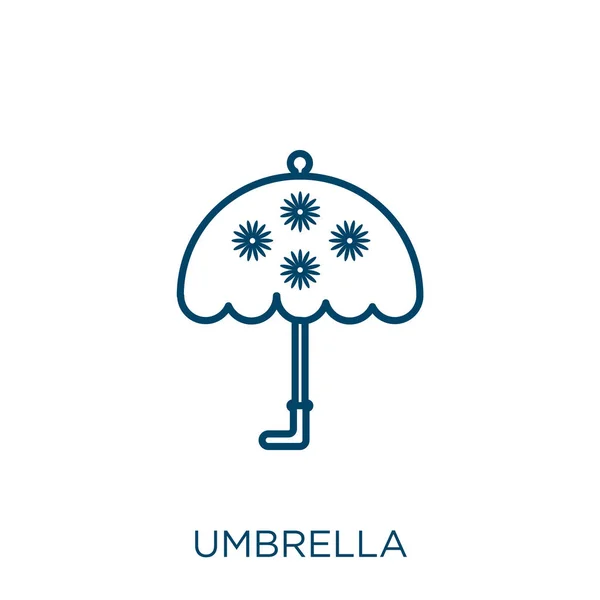 Umbrella Icon Thin Linear Umbrella Outline Icon Isolated White Background — Stock Vector