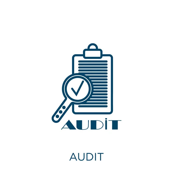 Auditpictogram Dunne Lineaire Audit Outline Icoon Geïsoleerd Witte Achtergrond Line — Stockvector