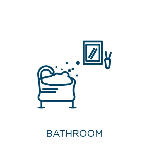 バスルームのアイコン 白い背景に孤立した細い線式バスルームのアウトラインアイコン ラインベクトルバスルームサイン ウェブとモバイル用のシンボル — ストックベクタ