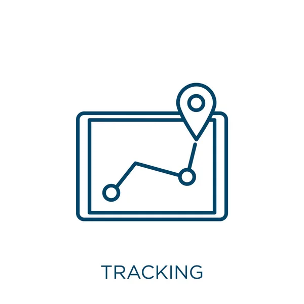 Tracking Icon Thin Linear Tracking Outline Icon Isolated White Background — Stockvektor