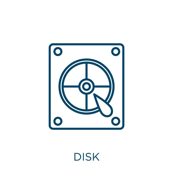 Disk Icon Thin Linear Disk Outline Icon Isolated White Background — Stockvektor