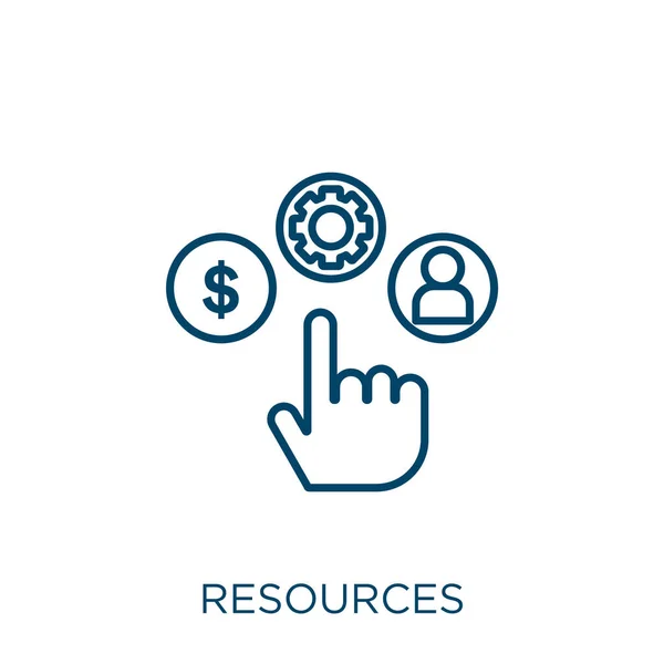 Resources Icon Thin Linear Resources Outline Icon Isolated White Background — Vettoriale Stock