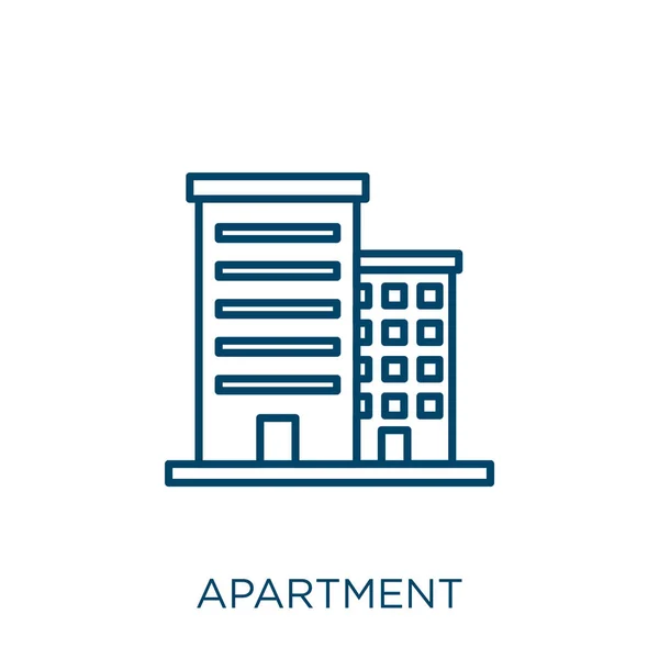 Apartment Icon Thin Linear Apartment Outline Icon Isolated White Background — Stock vektor