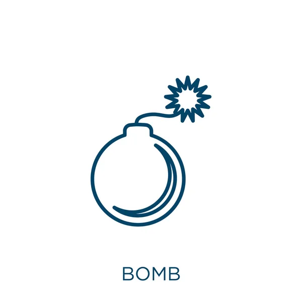 Bomben Symbol Dünnes Lineares Bombenskizzensymbol Isoliert Auf Weißem Hintergrund Linienvektorbombenzeichen — Stockvektor