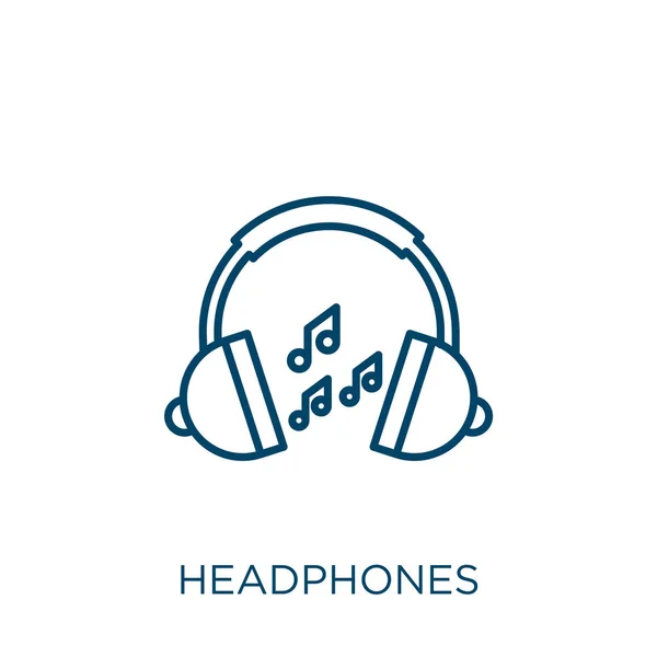 Headphones Icon Thin Linear Headphones Outline Icon Isolated White Background — стоковый вектор