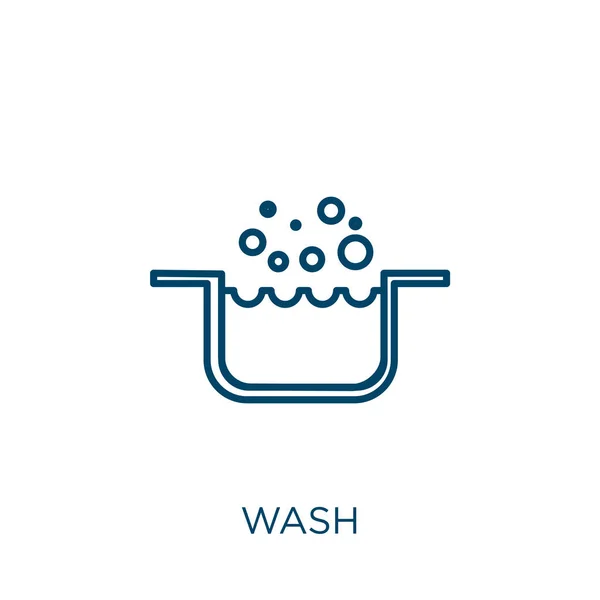 Wash Icon Thin Linear Wash Outline Icon Isolated White Background — Stock Vector