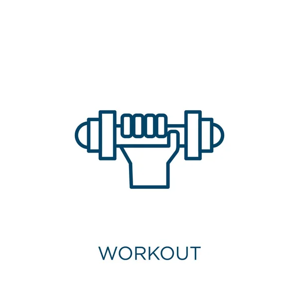 Workout Icon Thin Linear Workout Outline Icon Isolated White Background — Vetor de Stock