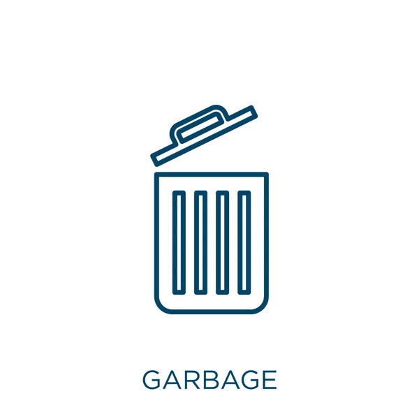 Garbage Icon Thin Linear Garbage Outline Icon Isolated White Background — 图库矢量图片