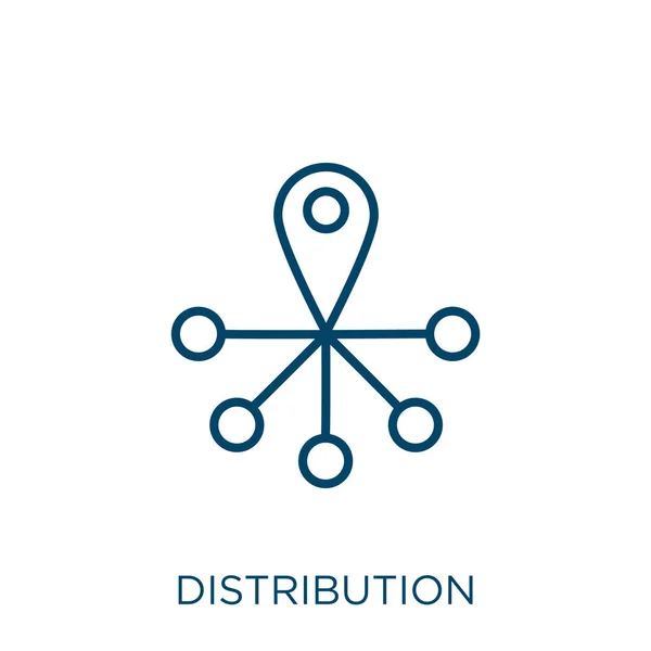 Verteilungssymbol Thin Lineare Verteilung Umriss Symbol Isoliert Auf Weißem Hintergrund — Stockvektor