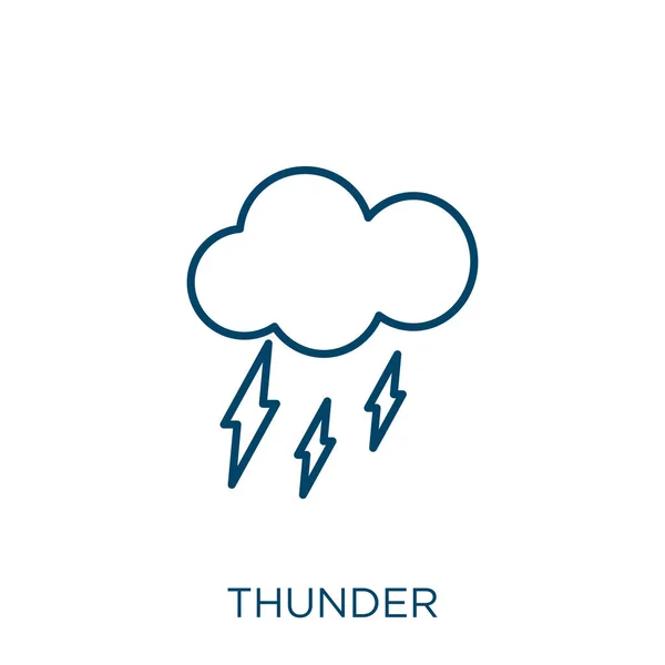 Thunder Icon Thin Linear Thunder Outline Icon Isolated White Background — Stock Vector