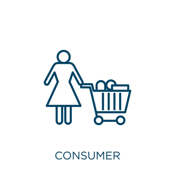 Icône Consommateur Icône Contour Linéaire Mince Consommateur Isolé Sur Fond — Image vectorielle