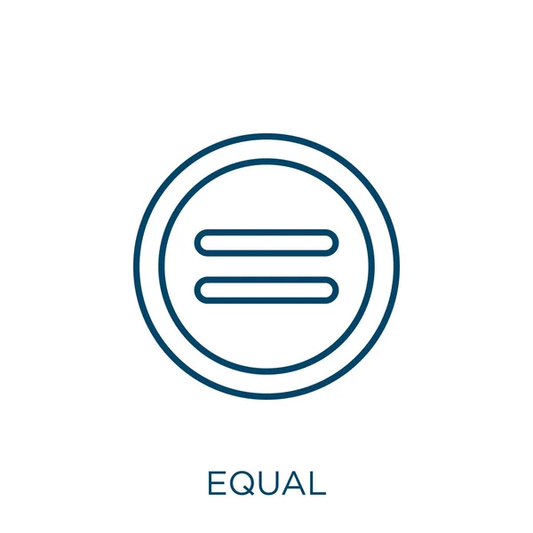 Equal Icon Thin Linear Equal Outline Icon Isolated White Background — Stock Vector