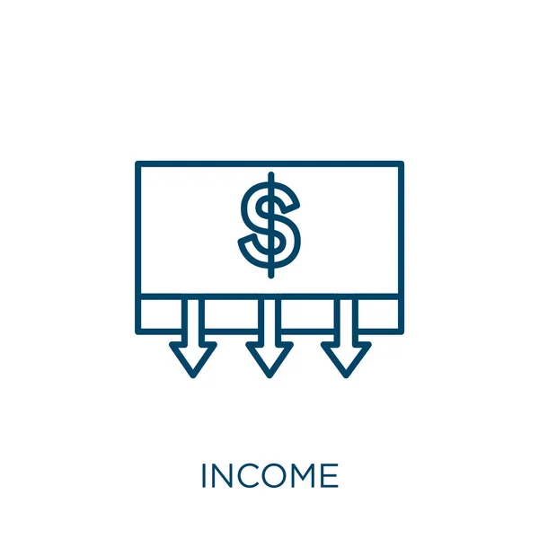 Income Icon Thin Linear Income Outline Icon Isolated White Background — Stock vektor