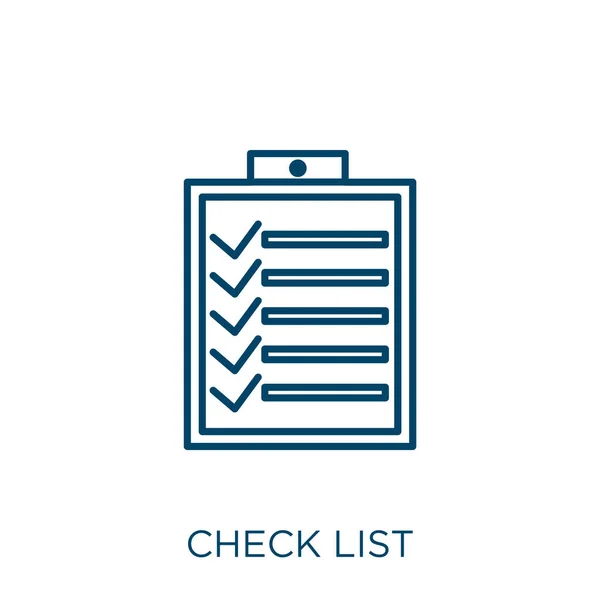 Check List Icon Thin Linear Check List Outline Icon Isolated — стоковый вектор