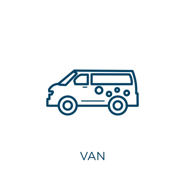 Van Icon Thin Linear Van Outline Icon Isolated White Background — Vettoriale Stock