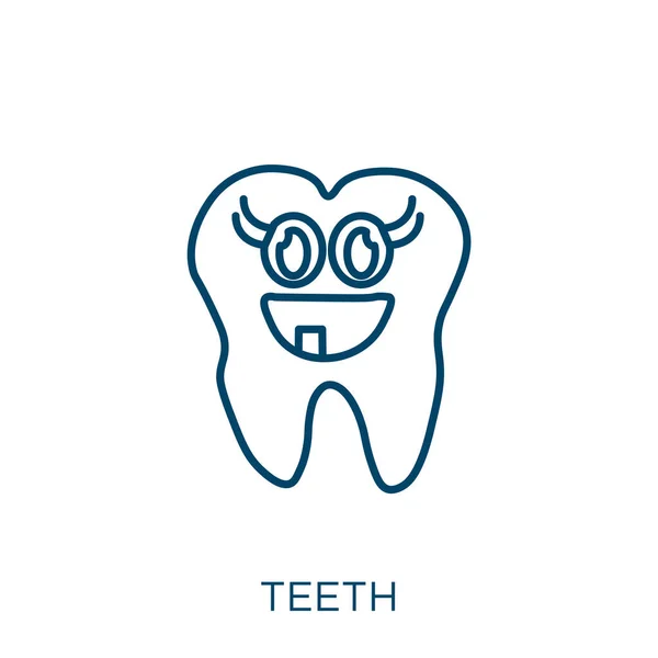 歯のアイコン 白い背景に孤立した細い線状の歯の輪郭アイコン ラインベクトル歯のサイン ウェブとモバイル用のシンボル — ストックベクタ