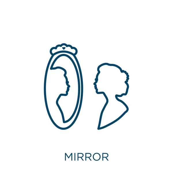 Mirror Icon Thin Linear Mirror Outline Icon Isolated White Background — Stock vektor