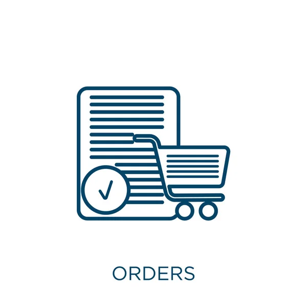 Orders Icon Thin Linear Orders Outline Icon Isolated White Background —  Vetores de Stock