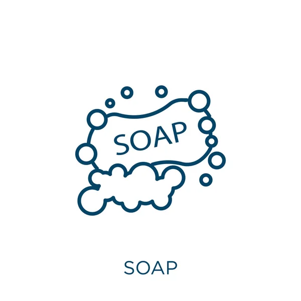 Soap Icon Thin Linear Soap Outline Icon Isolated White Background — Stock vektor