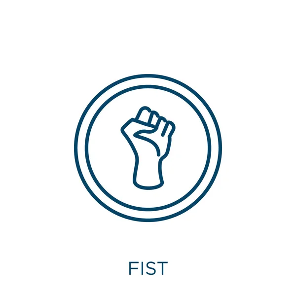 Fist Icon Thin Linear Fist Outline Icon Isolated White Background —  Vetores de Stock