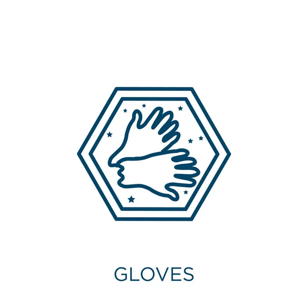 Gloves Icon Thin Linear Gloves Outline Icon Isolated White Background — Vetor de Stock