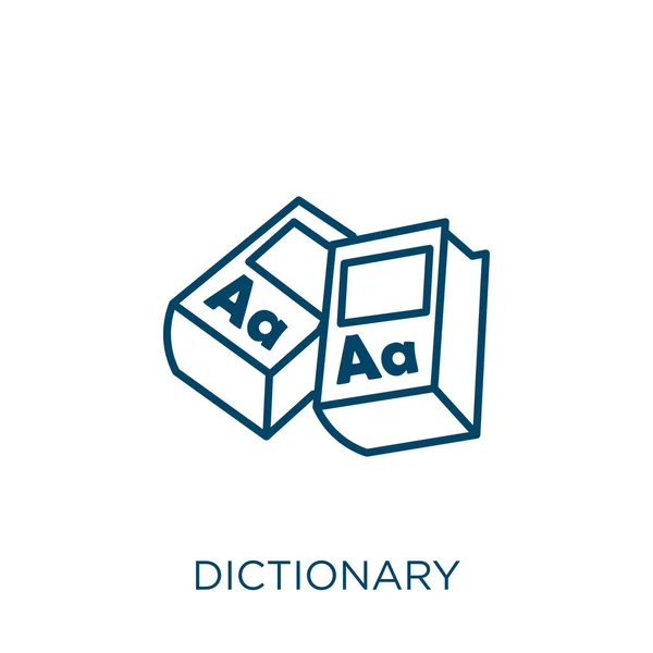 Εικονίδιο Λεξικό Λεπτό Γραμμικό Λεξικό Περίγραμμα Εικονίδιο Απομονωμένο Λευκό Φόντο — Διανυσματικό Αρχείο