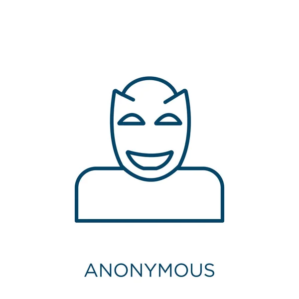 匿名のアイコン 白い背景に孤立した細い線形匿名アウトラインアイコン ラインベクトル匿名符号 ウェブとモバイル用のシンボル — ストックベクタ