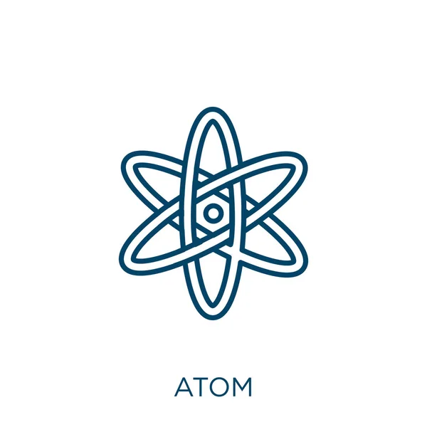 Ikona Atomu Cienki Liniowy Kontur Atomu Ikona Izolowana Białym Tle — Wektor stockowy