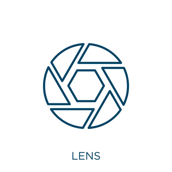 Lens Icon Thin Linear Lens Outline Icon Isolated White Background — 图库矢量图片
