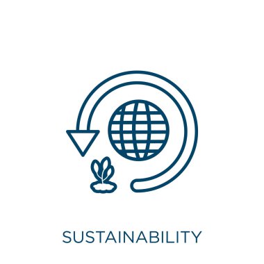 sustainability icon. Thin linear sustainability outline icon isolated on white background. Line vector sustainability sign, symbol for web and mobile