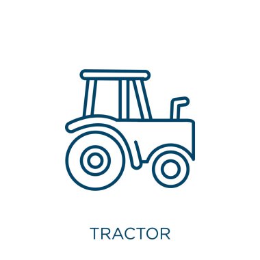 tractor icon. Thin linear tractor outline icon isolated on white background. Line vector tractor sign, symbol for web and mobile