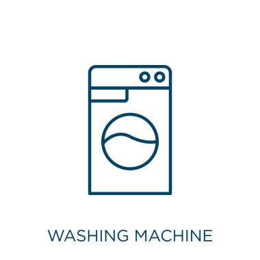 washing machine icon. Thin linear washing machine outline icon isolated on white background. Line vector washing machine sign, symbol for web and mobile
