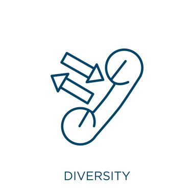 diversity icon. Thin linear diversity outline icon isolated on white background. Line vector diversity sign, symbol for web and mobile