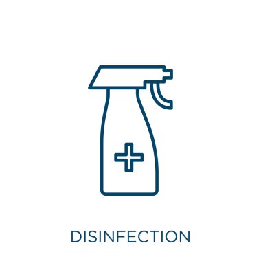 disinfection icon. Thin linear disinfection outline icon isolated on white background. Line vector disinfection sign, symbol for web and mobile