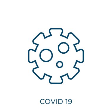 covid 19 icon. Thin linear covid 19 outline icon isolated on white background. Line vector covid 19 sign, symbol for web and mobile