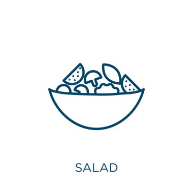 salad icon. Thin linear salad outline icon isolated on white background. Line vector salad sign, symbol for web and mobile