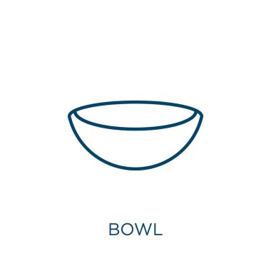 bowl icon. Thin linear bowl outline icon isolated on white background. Line vector bowl sign, symbol for web and mobile