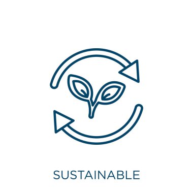 sustainable icon. Thin linear sustainable outline icon isolated on white background. Line vector sustainable sign, symbol for web and mobile