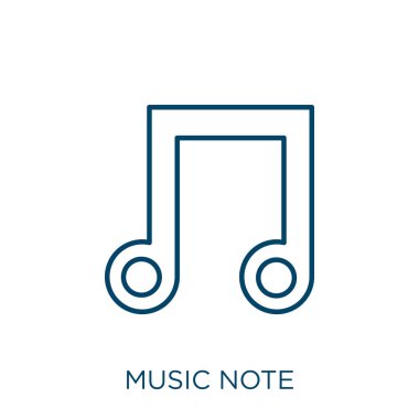 music note icon. Thin linear music note outline icon isolated on white background. Line vector music note sign, symbol for web and mobile