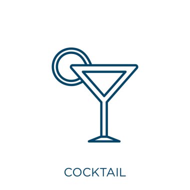 cocktail icon. Thin linear cocktail outline icon isolated on white background. Line vector cocktail sign, symbol for web and mobile