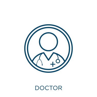 doctor icon. Thin linear doctor outline icon isolated on white background. Line vector doctor sign, symbol for web and mobile