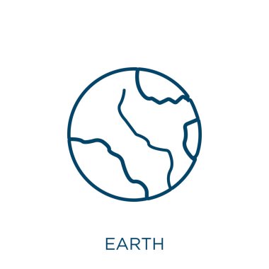 earth icon. Thin linear earth outline icon isolated on white background. Line vector earth sign, symbol for web and mobile