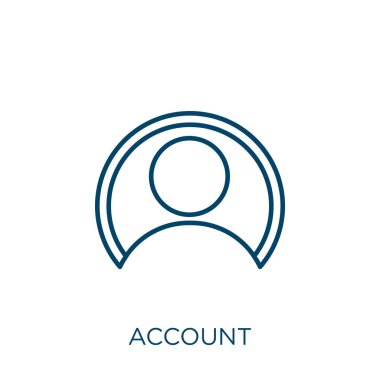 account icon. Thin linear account outline icon isolated on white background. Line vector account sign, symbol for web and mobile