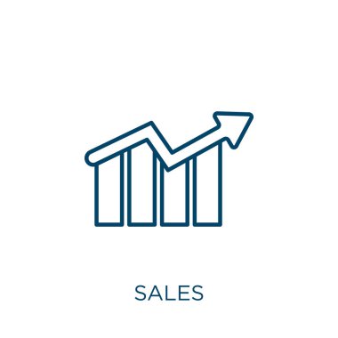 sales icon. Thin linear sales outline icon isolated on white background. Line vector sales sign, symbol for web and mobile