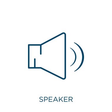 speaker icon. Thin linear speaker outline icon isolated on white background. Line vector speaker sign, symbol for web and mobile